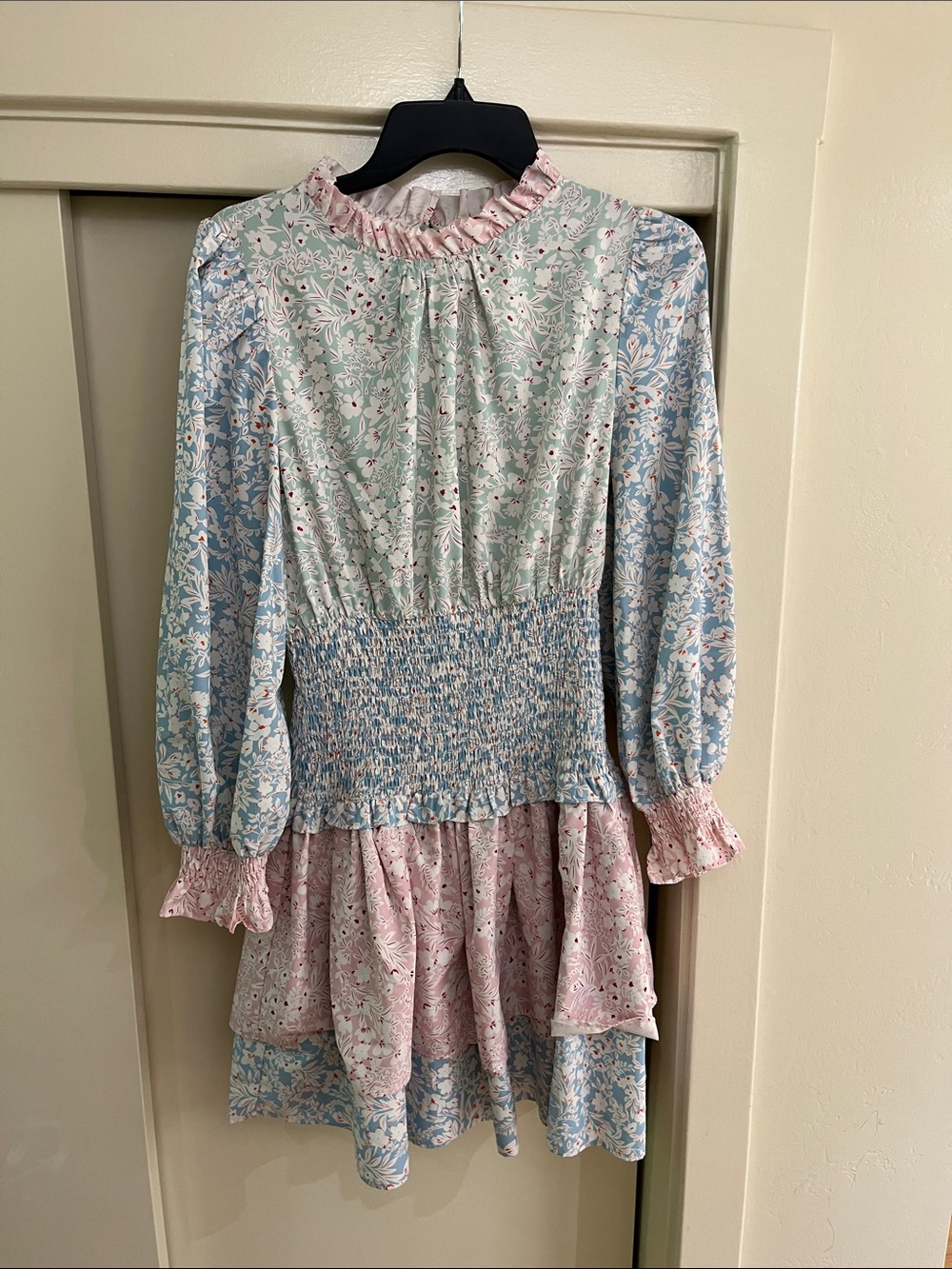 Stellah Mint and Pink Floral Ruffled Dress